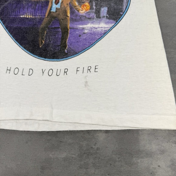 Vintage 80s Rush Band T Shirt Small White Paper Thin Faded Hold Your Fire USA - Picture 11 of 12